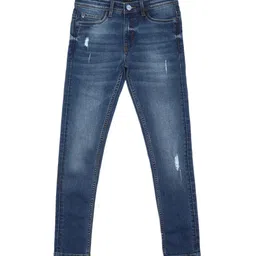 Allen Solly Junior Boys Skinny Fit Mid-Rise Dark Shade Low Distressed Stretchable Jeans image 1