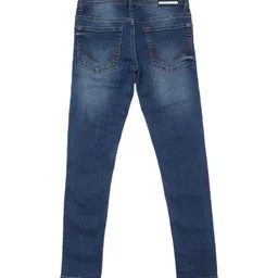 Allen Solly Junior Boys Skinny Fit Mid-Rise Dark Shade Low Distressed Stretchable Jeans image 2