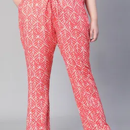 Oxolloxo Plus Size Women Floral Print Elasticated Tie-Knot Trousers-picture-12