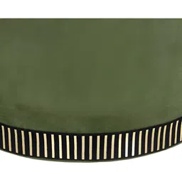 Shadowkart Green & Beige Round Wooden Ottomans image 4