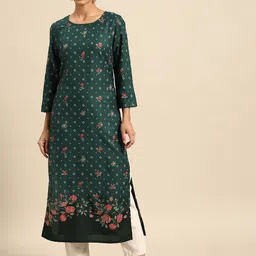 all about you Women Floral & Geometric Printed Straight Kurta-image-14