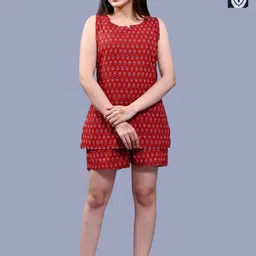 Krati Creations Pack Of 2 Floral Print Sleeveless Cotton Night Suit-image-66