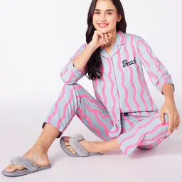 beebelle Pink & Grey Printed Night Suit-picture-22