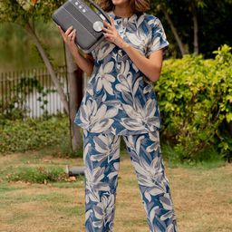 MIRCHI FASHION Mandarin Collar Short Sleeves Pure Cotton Printed Night suit-picture-33