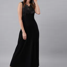 athena Women A-line Black Maxi/Full Length Dress-picture-12
