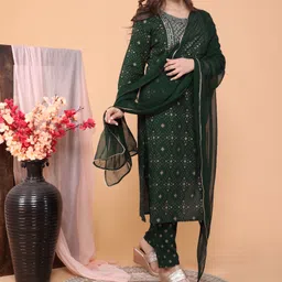 patni ethnic Women Viscose Rayon Kurta Pant Dupatta Set image 4