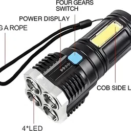super toy Torchlight Rechargeable LED Flashlight-4 Light Modes,for Camping,Trekking & More Torch image 4