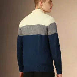 dennis lingo Men Colorblock High Neck Multicolor Sweater image 3