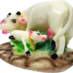 upharkaro Kamdhenu Cow and Calf Idol | Statue for Home Décor, Temple, Pooja Room Decorative Showpiece - 7 cm image 2