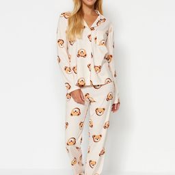 Trendyol Conversational Printed Pure Cotton Shirt & Trousers-picture-26