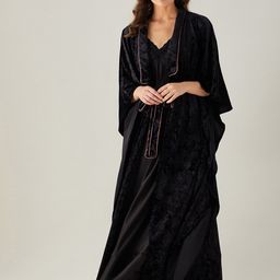 The Kaftan Company Women Black Solid Velvet Kaftan Nightdress-picture-27