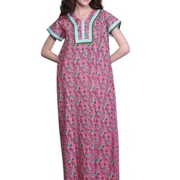 evolove Women Printed Pure Cotton Maxi Nightdress-picture-30