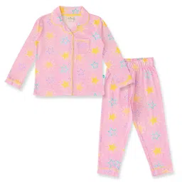 JusCubs Girls Pure Cotton Floral Printed Shirt & Pyjamas Night Suit-picture-11