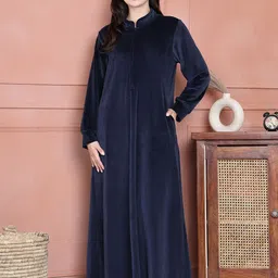 Secret Wish Women Solid Velvet Winter Nightdress-image-47