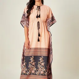 The Kaftan Company Peach-Coloured Printed Maxi Nightdress-picture-39