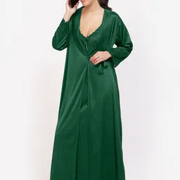 NIGHT KEYS Pack of 4 Satin Maxi Nightdress with Robe image 2