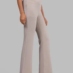 blissclub Women Flared Grey Polyester Trousers image 3