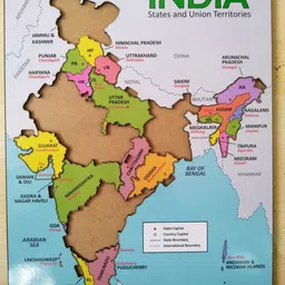 asvi India Map Wooden Puzzle with States and Union Territories image 3