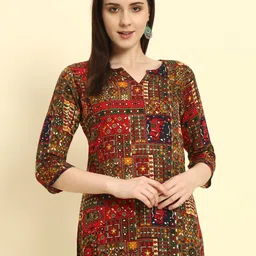 zyla Women Printed Viscose Rayon Straight Kurta image 3
