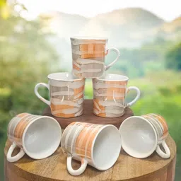 hoshita Pack of 6 Ceramic for Home Office (Multicolor, Cup Set) image 2