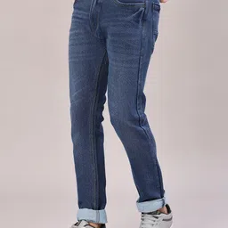 v-mart Men Slim Mid Rise Dark Blue Jeans image 4
