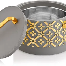 nabhya Premium Insulated Hot Pot Casserole with Golden Handles & Decorative Pattern Serve Casserole image 1