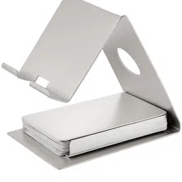 MALLICHH Stainless Steel Mobile Stand with Card Holder Adjustable Foldable Desk Holder Mobile Holder image 1