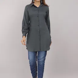 myorica Women Regular Fit Solid Spread Collar Casual Shirt-picture-26