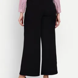 next one Women Loose Fit Black Lycra Blend Trousers image 3