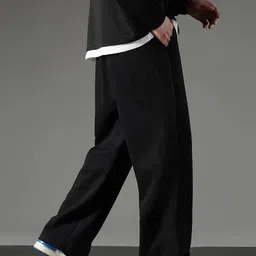 dockstreet Men Solid Black Track Pants image 3