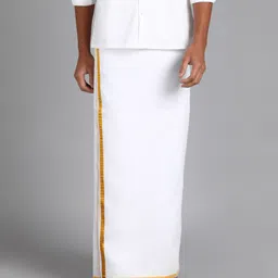 Sawariya handloom Jari Cotton White Solid Men Lungi Solid Men Dhoti-picture-39