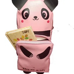 happy shopping store Water Proof Amazing Digital Panda Shape Pencil Box/Pouch 2 Zipper Pockets .Combo Pink&White Art Artificial Leather Pencil Boxes image 2