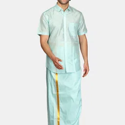 Sethukrishna Men Zari Border Art Silk Dhoti image 5