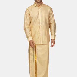 Sethukrishna Men Zari Border Art Silk Dhoti image 5