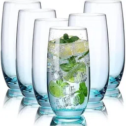 merdwal (Pack of 6) Clear Blue Color Highball Glass Set of Drinking Glass for Water, Juice, Glass Set Water/Juice Glass-picture-10