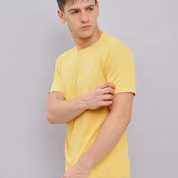 technosport Men Solid Round Neck Polyester Yellow T-Shirt image 3