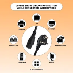 BALRAMA Desktop PC AC Power Cable Cord 3Pin CPU Power Supply Mains Lead Replacement Wire Combo Set image 4