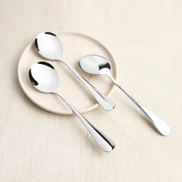 fanqew Spoon Set of 6 Stainless Steel Soup Spoon, Serving Spoon Set image 3