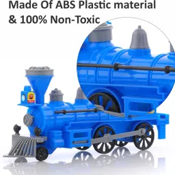 333mart Plastic String Pull-Back Steam Train Engine with LED, Toy for Kids, (Blue,PK1) image 3