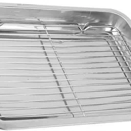 samusagya 1 Set Stainless Steel Drain Pan Fried Snack Dish(32cmx25cmx2.5cm) Tray-picture-17