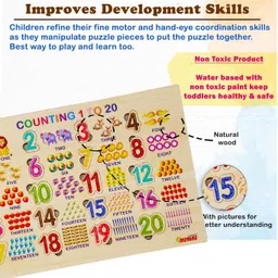 parteet Premium Quality Wooden 123 Alphabet Puzzle for Kids image 2