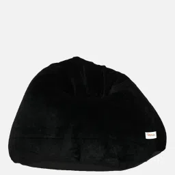 mintwud from pepperfry Classic 4XL Fur Bean Bag with Beans in Black Colour image 3