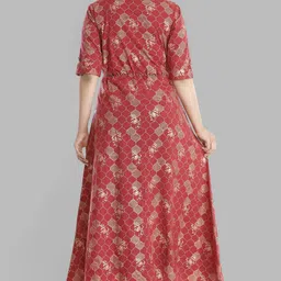 bhagli Women A-line Maroon Maxi/Full Length Dress image 2