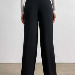 broadstar Women Loose Fit Black Lycra Blend Trousers image 2