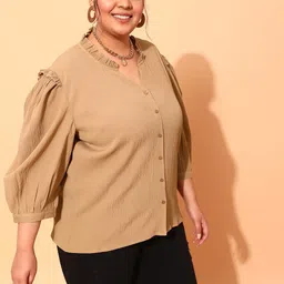 curvy street Women Regular Fit Solid Casual Shirt image 3