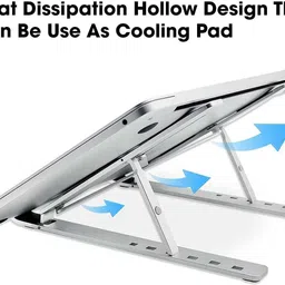 RECTITUDE Aluminium Portable Laptop Stand with Adjustable Height, Ventilated Foldable Aluminium Desk Stand Laptop Stand with Adjustable Height Compatible with Universal Laptops image 2