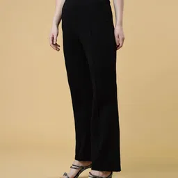 doil domec Women Regular Fit Black Viscose Rayon Trousers image 2