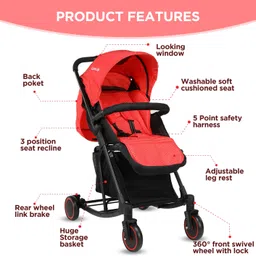 luvlap Cosmos 2 in 1 Stroller Cum Rocker for Baby & Kids of 6 to 36 Months,Light weight Stroller image 2