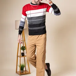 wearlusso Men Striped Round Neck Multicolor Sweater-picture-11