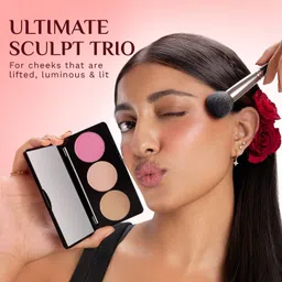 pilgrim 3-in-1 Palette Sultry Romance-Blush,Highlighter,Contour for Medium Skin Tone image 2